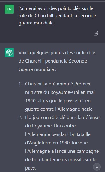 Un lycéen questionne ChatGPT sur le rôle de Churchill pendant la seconde guerre mondiale