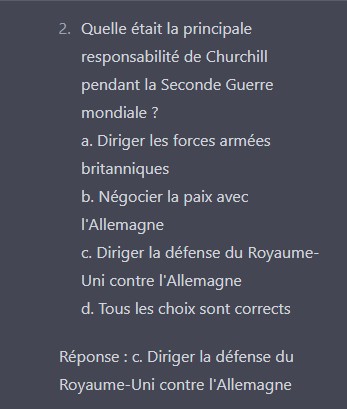 Suite du QCM