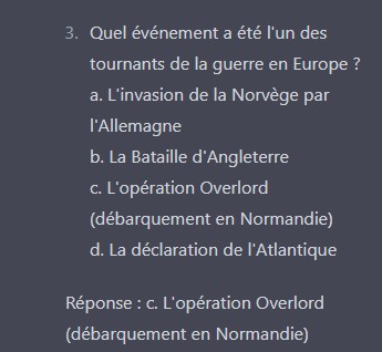 Suite du QCM
