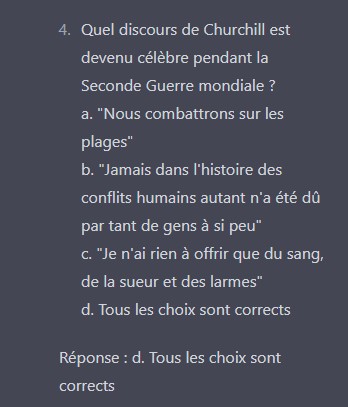 Suite du QCM