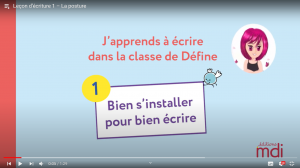 Les vidéos sur l'écriture cursive avec la classe de Define, sur les principes de Laurence Pierson