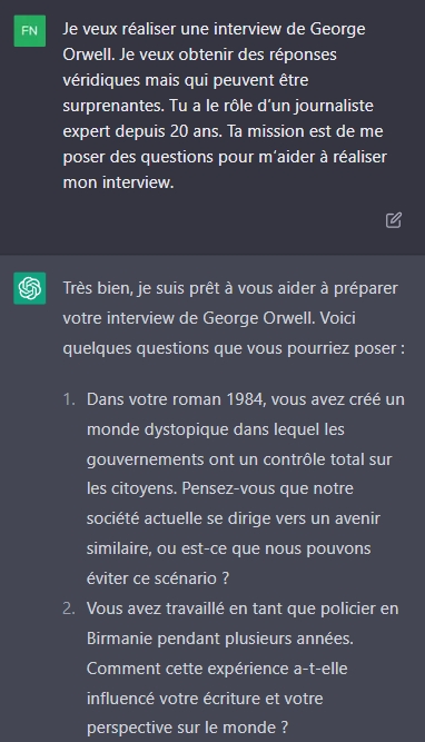 ChatGPT propose des questions pour George Orwell