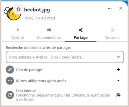 Partager un fichier dans Nuage