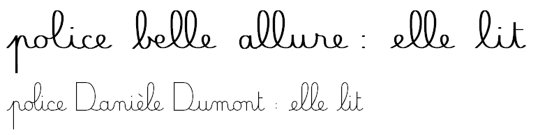 Deux exemples de polices d'écriture cursive
